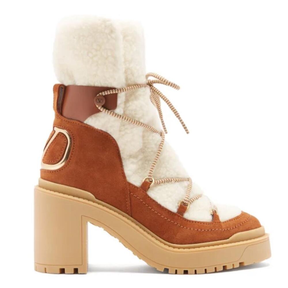 VALENTINO GARAVANI VLOGO suede leather and shearling ankle boots